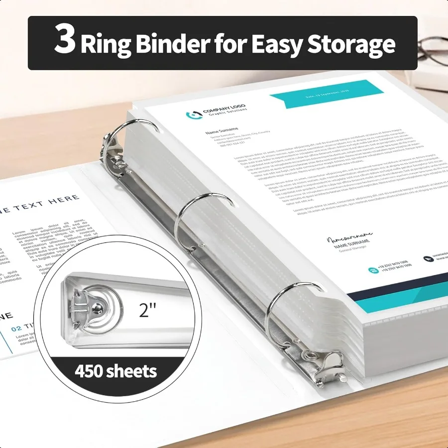 1 Inch Binders 3 Ring Economy 1 Round Ring Clear View Binder Three Ring PVCFree NonStick for School or Office plies White 2 Pac