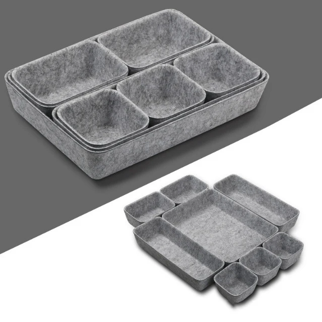 Drawer Felt Storage Box Soft Desk Drawer Organizer For Office Living Room Bedroom Dressing Table 8pcs Desktop Makeup Storage Hom