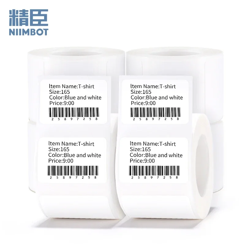 1Roll NiiMbot B1/B203 B21/B3s Label Printer Waterproof AntiOil Tear-Resistant Price Tag Pure Color Scratch-Resistant Label Paper