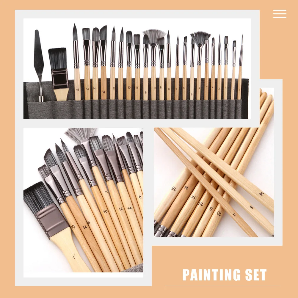 

24Pcs Detailing Brush Set for Art Students Watercolor Oil Acrylic Drawing Craft Supplies Detailing Brush Set for Painting