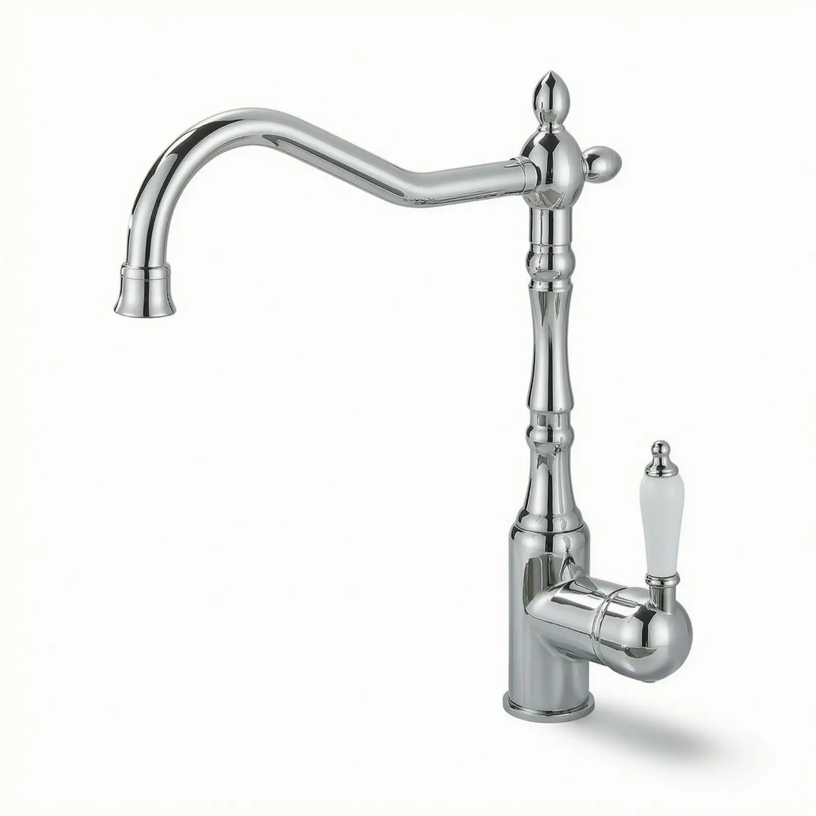 Faucet with Gooseneck Spout Deck-Mounted Gooseneck Faucet Easy to Install