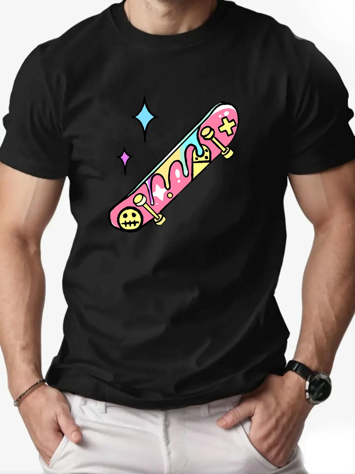 

Summer Men's T-Shirt Skateboard Pattern Printed Fashion Leisure Sports Men's Round Neck T-shirt High Quality Men's Clothing