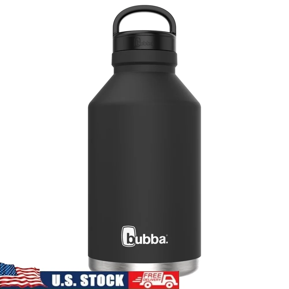 

Изолированная бутылка для воды Growler из нержавеющей стали с широким горлышком, 64 унции, герметичная, с двойными стенками, вакуумная бутылка, сохраняет напитки, холод и горячий