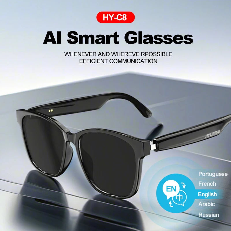 HY-C8 AI Smart Glasses Intelligent Real-time Language Translator Bluetooth Wireless Headphone AI Chat Smart Sunglasses Men Women