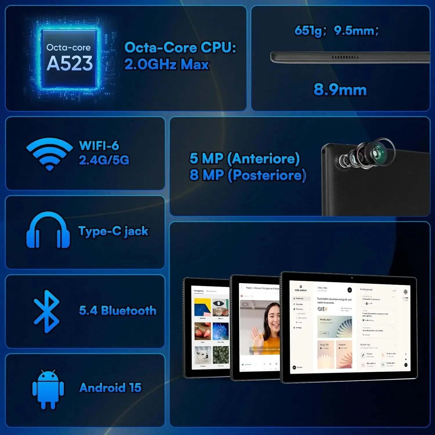 Tablet Terbaru 10 Inci Android 15 Octa-Core 20GB RAM 64GB ROM 1280x800 IPS Tablet PC WiFi6 Bluetooth5.3 Widevine L1 Set Keyboard