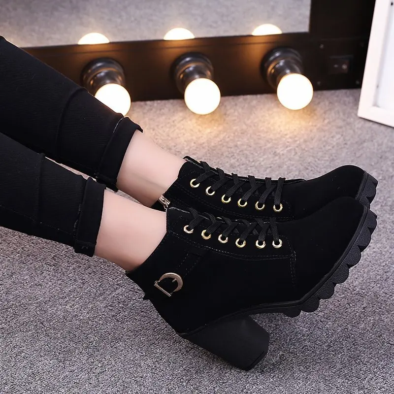 French Retro Fashion Women's New Mid-heel Ankle Boots with Skirt Sleeve Boots for Autumn/Winter 2024