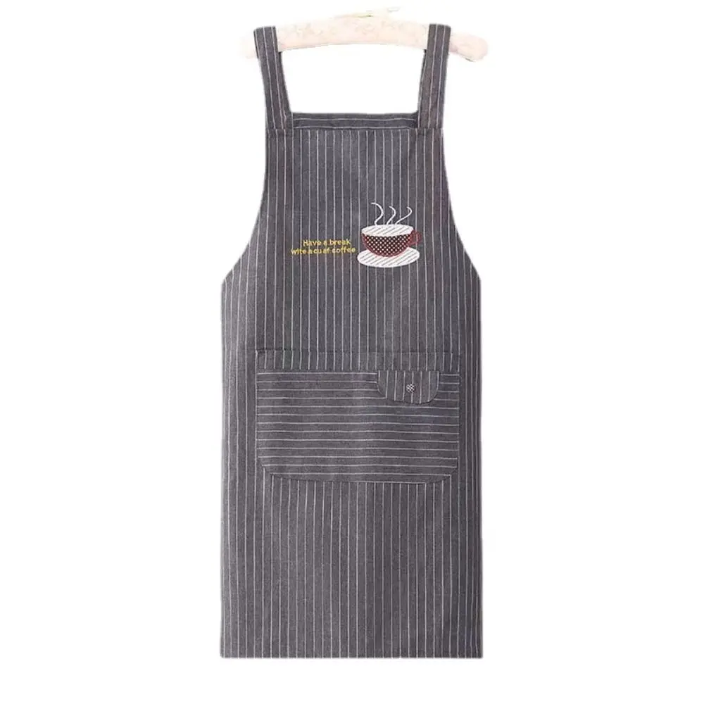 Fashionable Simple Stripe Cotton Sleeveless Kitchen Watching Cooking Anti oil Women Overall Apron