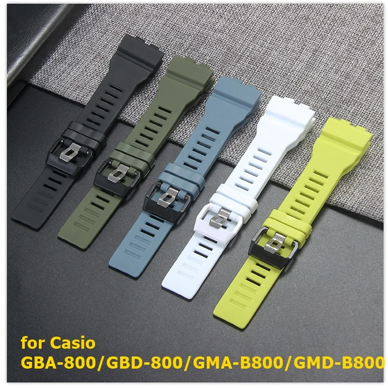 

Ремешок для часов Casio GBA-800 GBD-800 GMA-B800 GMD-B800, полимерный ремешок для часов, черный, армейский зеленый, аксессуар для браслета часов