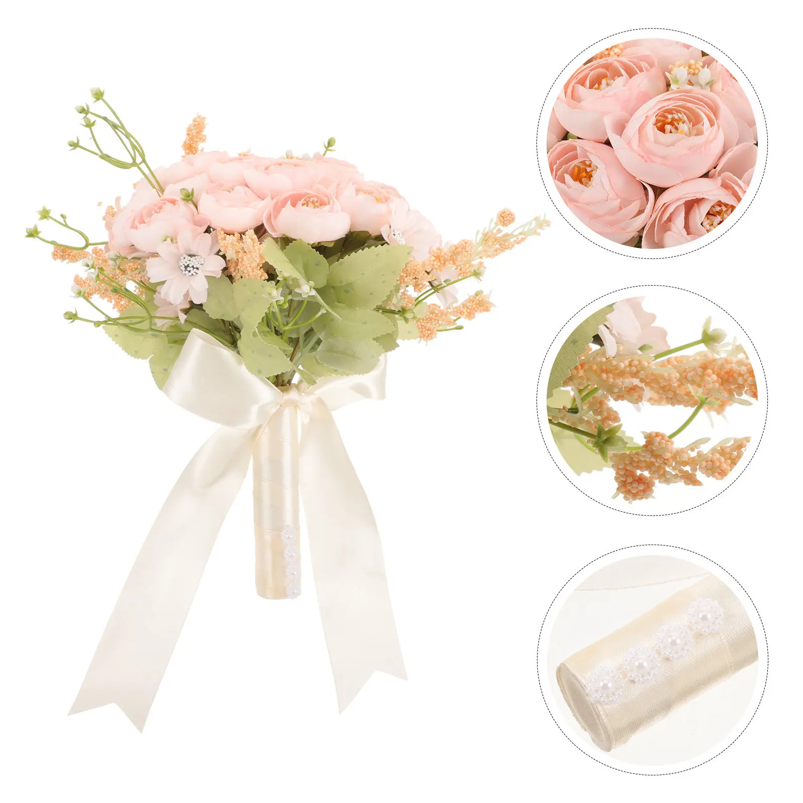 

Simulation Rose Bouquet Bride Romantic Wedding Decoration Artificial Flower Handheld Prop for Home Porch Party Gathering