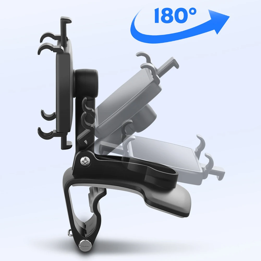 سيارة الهاتف المحمول جبل 360 درجة الدورية مرآة الرؤية الخلفية الملاحة قوس لوحة القيادة قابل للتعديل الربيع كليب حامل هاتف الخليوي