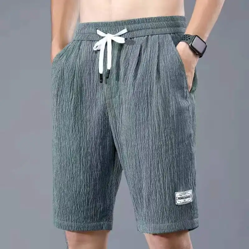 

2025 Summer Ice Silk Short Pants, Men's Casual Shorts, Men's Trendy Outerwear, Loose Five Cent Large Shorts, Versatile