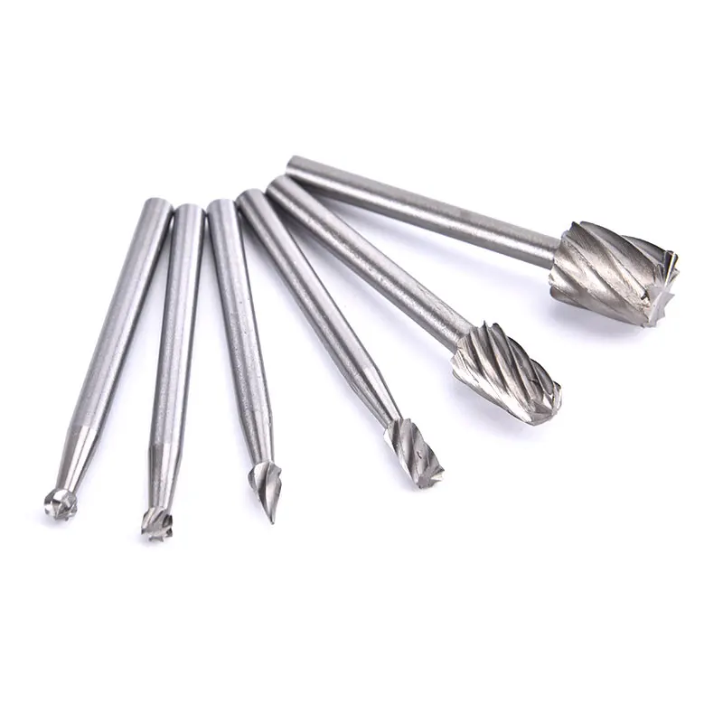 6/10pcs High Speed Wood Working Drill Bits Rotary Files Mini Round HSS Burr Set Wood Carving Rasp For Shank Burs Tools