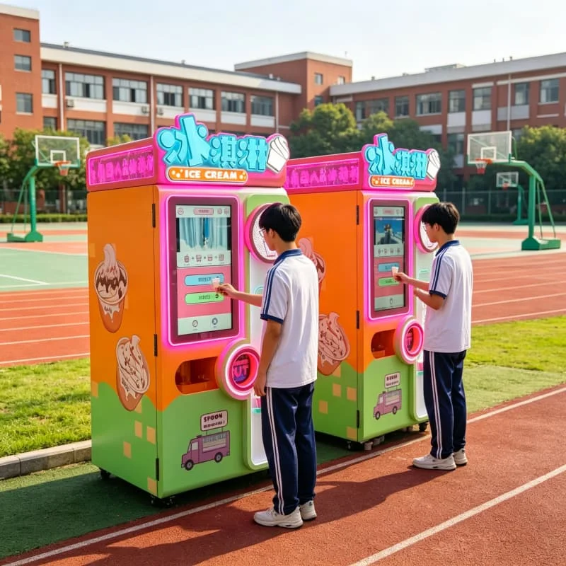 Customized Hopper Self Service Ice Cream Maker Heavy Duty Floor Standing 3 Flavor for Shopping Mall Food Court Amusement Park
