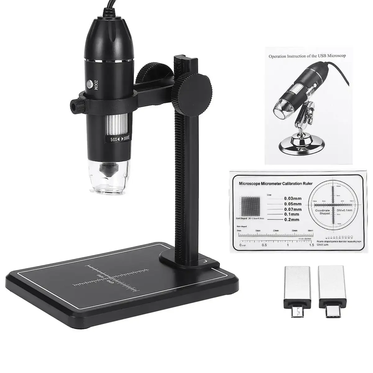 

1600X 8 LEDs 2MP Professional USB Digital Microscope Electronic Microscope Endoscope Zoom Camera Magnifier Lift Stand Adapter