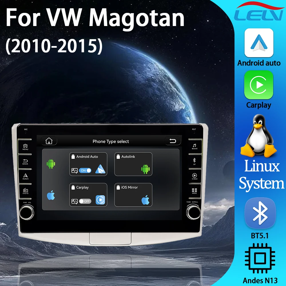 

Видеоплеер LELV 9'' с Linux-системой для VW Volkswagen Magotan 2010-2015, CC, PASSAT B7, B6 с поддержкой Android Auto, CarPlay и GPS-навигации