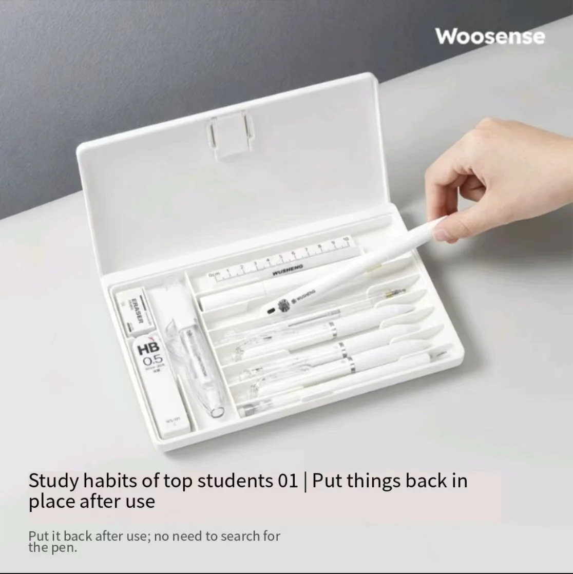 Multifunctional Wusheng Student Efficiency Pencil Case, High‑Tech Large‑Capacity Stationery Box, Minimalist High‑Appearance