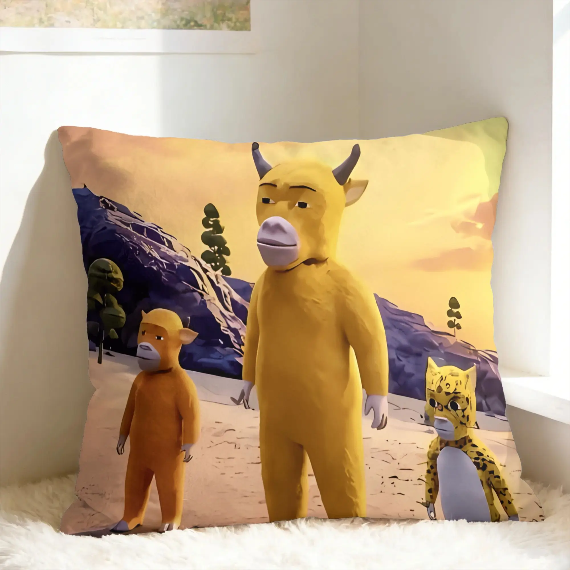 NIU Lai Chinese Cow Internet Viral Meme Pillow Cover  Soft Cushion Cover Retro Trendy Pillow Case For Living Room Sofa