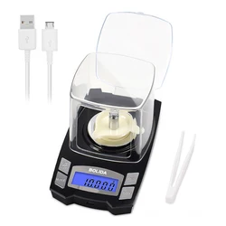 NEWACALOX 0.001g Digital LCD Jewelry Scales USB Charging Electronic High Precision Scale 100g/50g for Medicine/Food/Powder