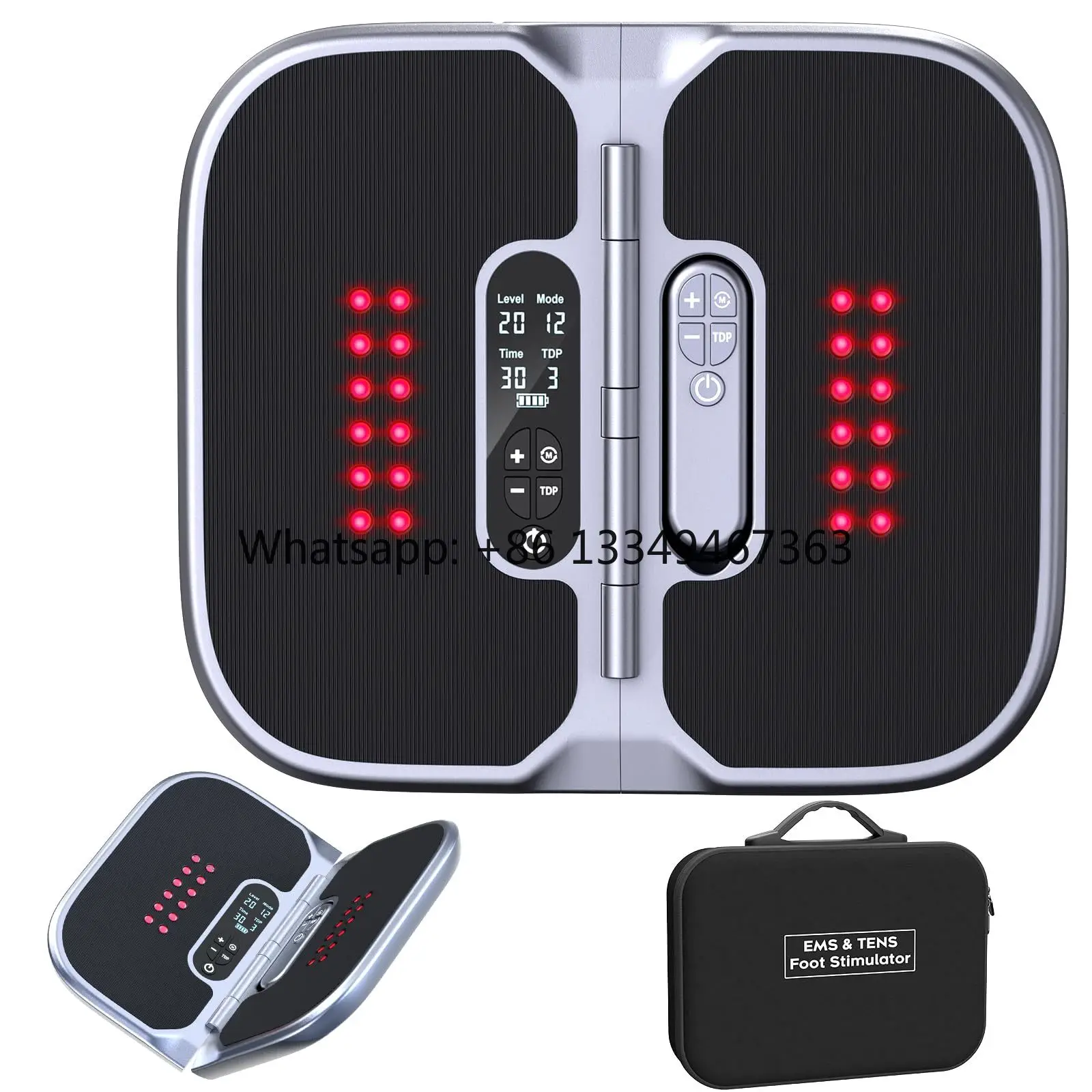 

Foldable Foot & Leg Circulation Machine, EMS Therapy with Red Light, Rechargeable Pain Relief Massager, Wholesale Supplier