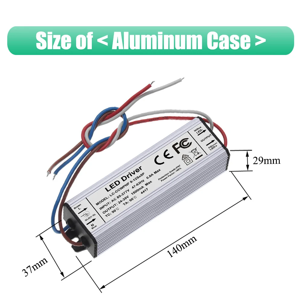 No Flicker 40W 50W 60W LED Driver 1500mA 1200mA 900mA 24-39V 40 50 60 W Watt Lighting Transformers For DIY Lamp Floodlight