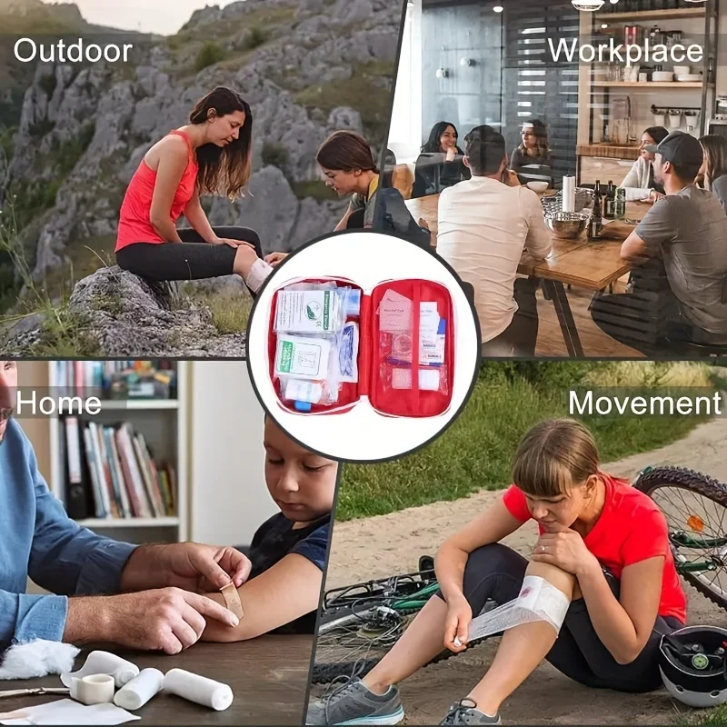 Portable emergency medical kit for families, outdoor trips, camping and mountain adventures - Campus ready (without medication)