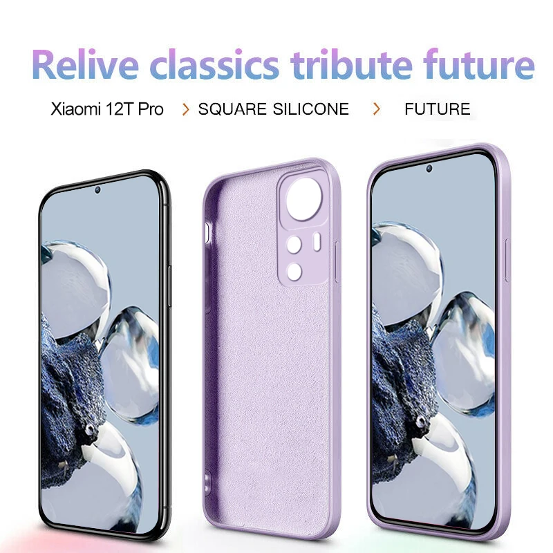 Per Xiaomi 12T Pro Custodia di lusso quadrata in silicone liquido Custodie per Xiaomi Mi 12T Mi12T Pro Cover posteriore morbida per Xiaomi 12T Pro