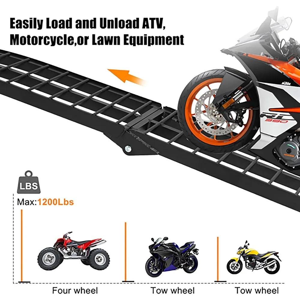 2Pcs Heavy Duty 10 ft (120x 11.25) Loading Ramps Replacement for Lawnmower ATV Pickup Truck Motorcycle Dirtbike Folding Aluminu