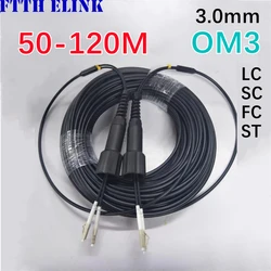 2 core OM3 TPU Armored fiber patchcord 50m60m70m80m100m120M SC LC FC ST APC Multimode 2 fibers optical fibre jumper outdoor