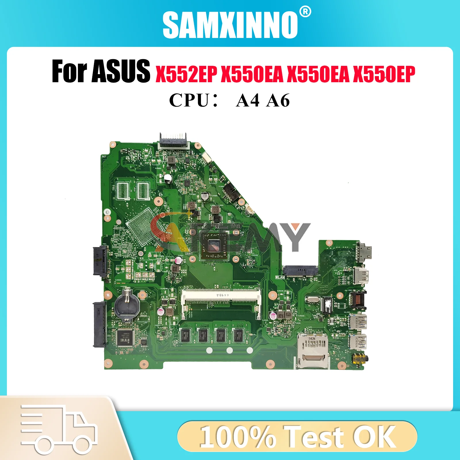 

X550EA Laptop Motherboard For ASUS VivoBook X550EP X550EA Y582E F550WE Y581E X552W X552EP X550E Mainboard W/ A4 A6 CPU fast ship