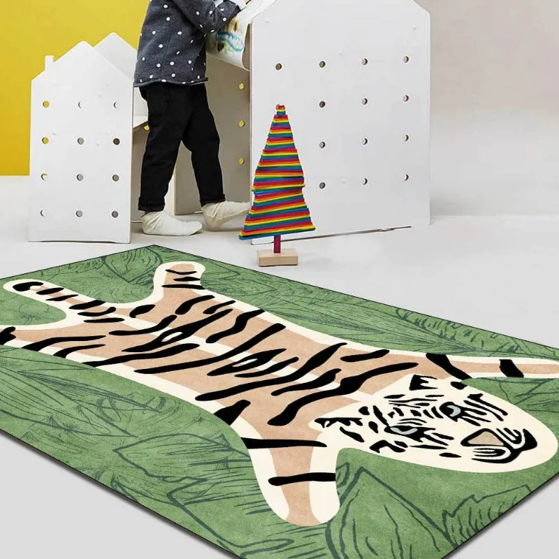 Cute Cartoon Imitation Tiger Skin Crystal Velvet Carpet Morandi Living Room Sofa Coffee Table Blanket Bedroom Bed Mat