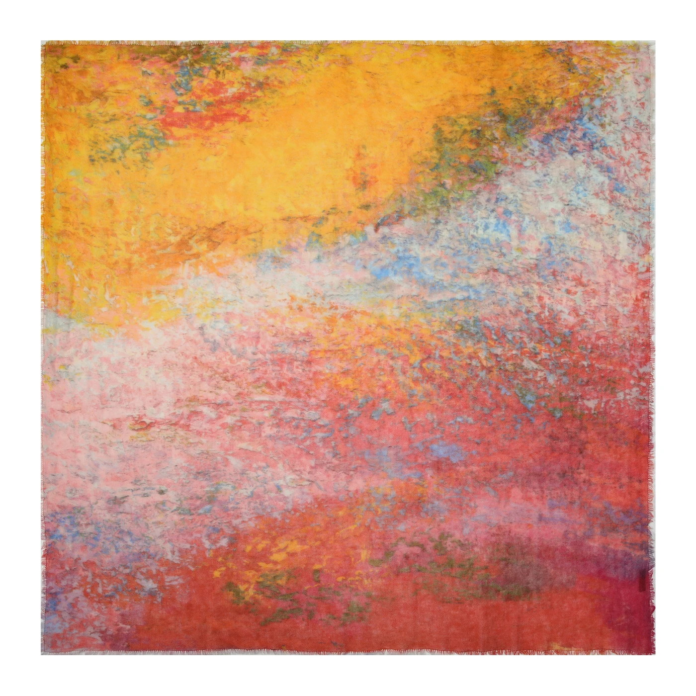 Thin neck-protecting shawl, women's ring, velvet scarf, fringed oil painting, fine-spun water-soluble pure cashmere square towel