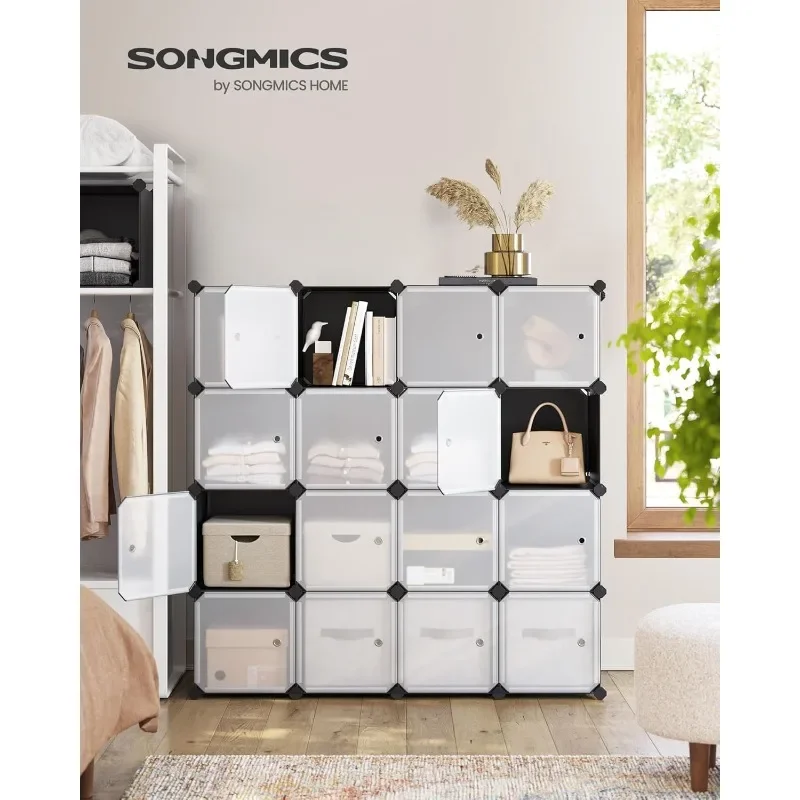 

SONGMICS Cube Storage OrganizerPlastic Cubes, Closet Storage Shelves, DIY Plastic Closet Cabinet, Modular Bookcase