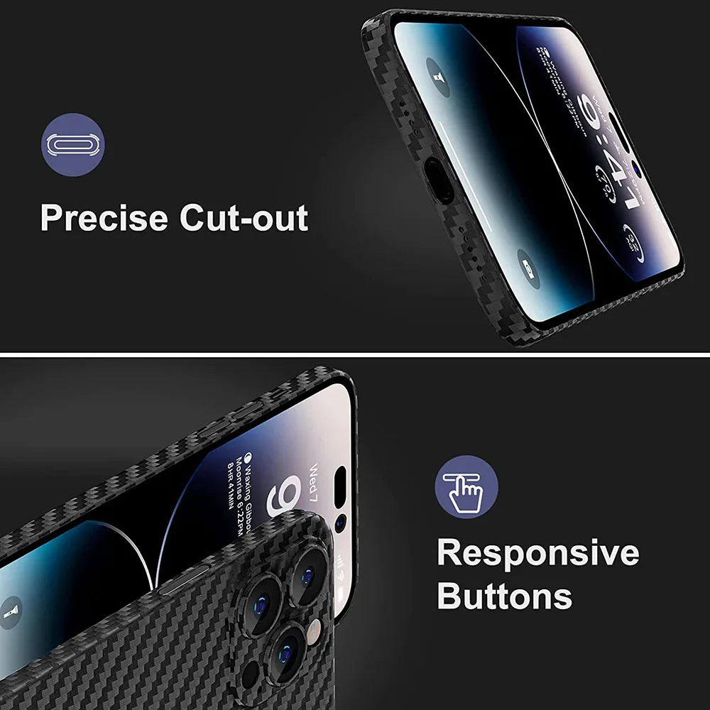 Carbon Fiber Texture Phone Case For iPhone 14 Plus 13 12 Mini 11 Pro Max XR XS Max 7 8 6 Plus 6S 0.3mm Ultra Thin Back Bumper