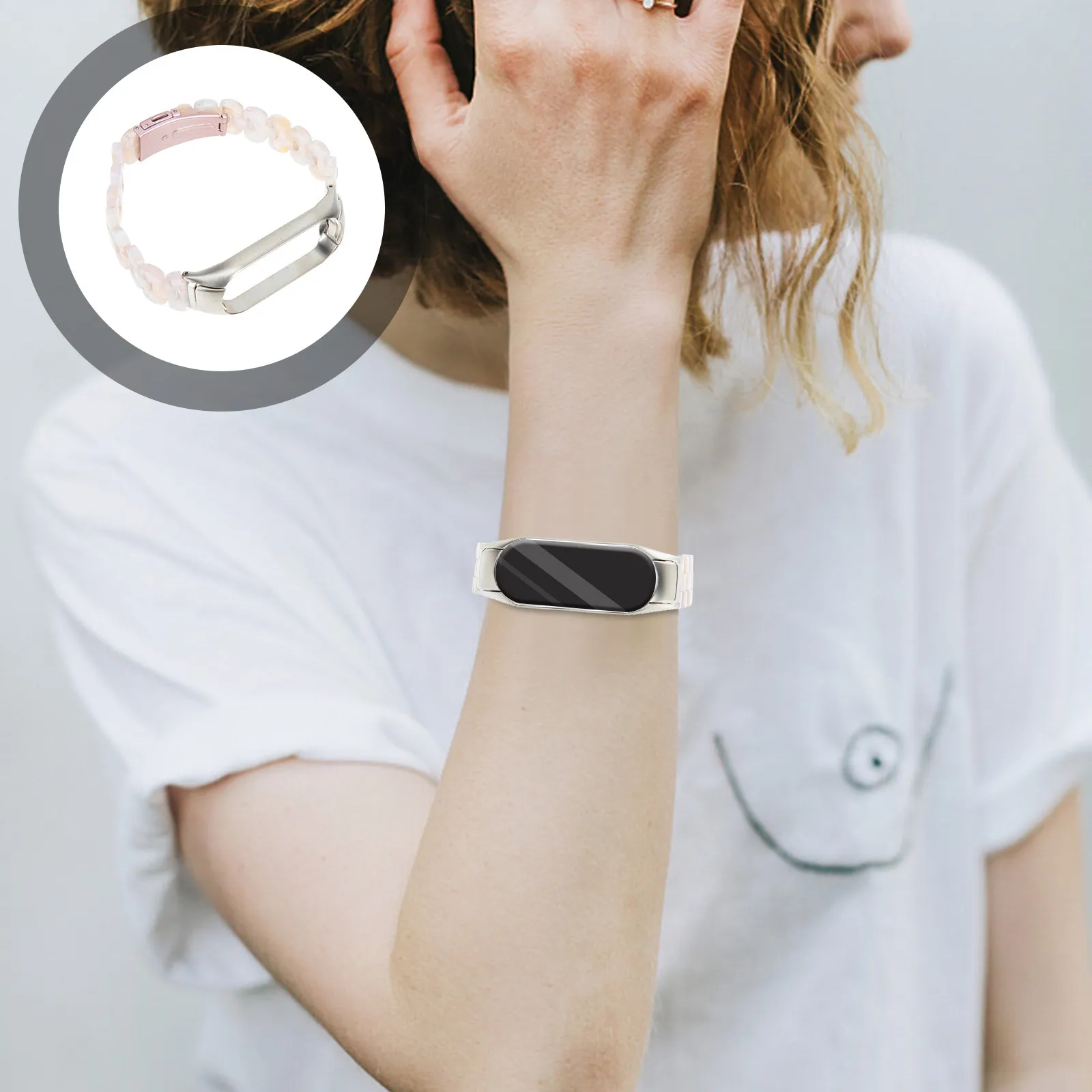 

Resin Band for 5 6 Stainless Steel Connector Buckle Elegant Stylish Wristband
