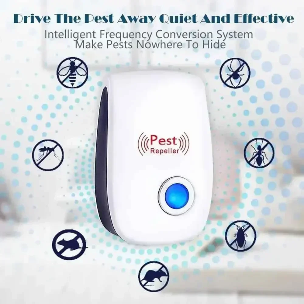 Ultrasonic Electronic Pest Repeller 360 Degree Efficient Insect Repellent with EU US UK Plug Non-toxic Spider Bug Control Device