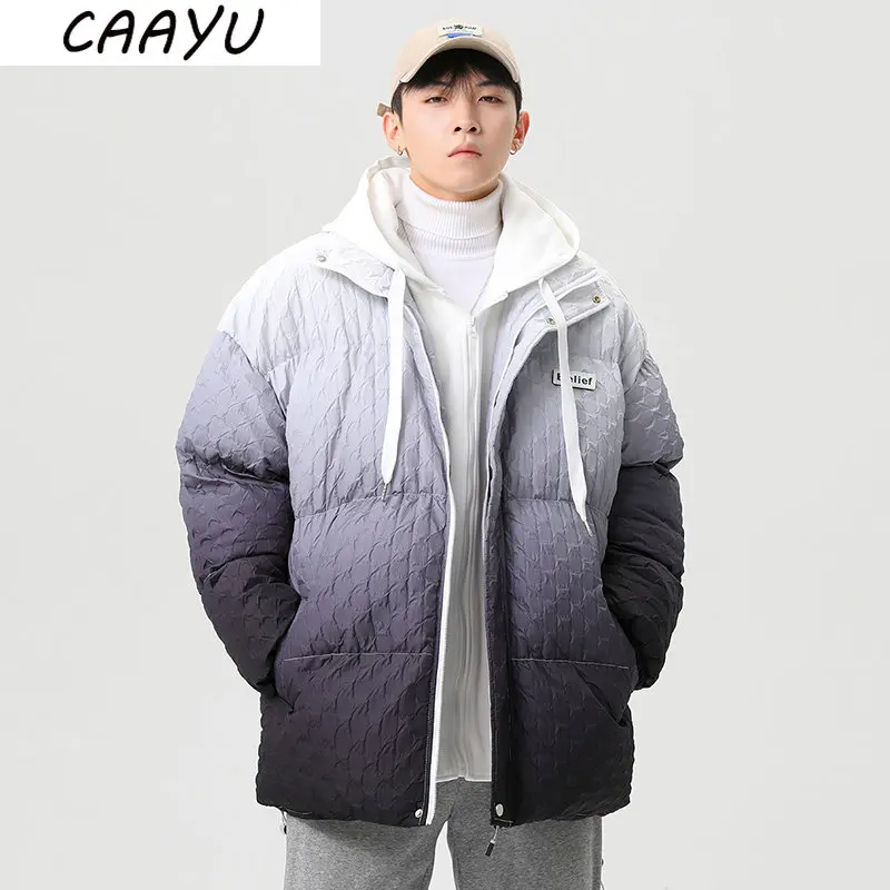 

CAAYU 2022 Winter Down Jacket Men's Hip Hop Harajuku Oversized Body Warmer Coat Japanese Streetwear Windproof Outwear Coat Male