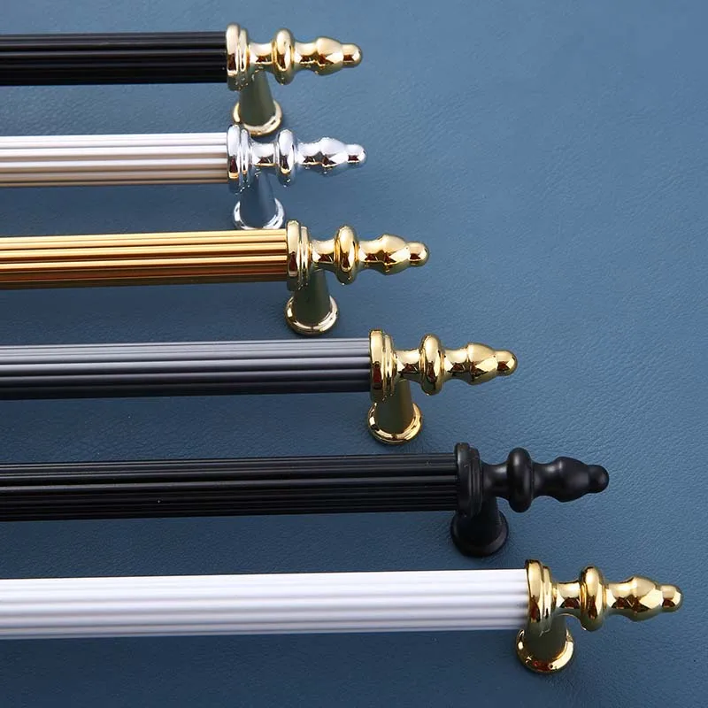 New Gold Handle European Simple Cupboard Wardrobe Door Handle Solid Round Drawer Furniture Hardware Handle Cabinet Handles Knobs