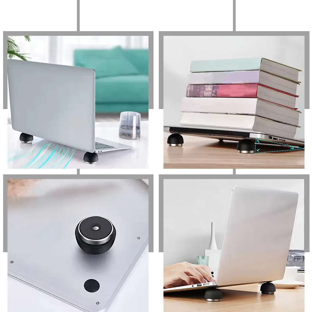 

1 Pair Laptop Stand Silicone Feet Anti-Slip Cooling Pad Ergonomic Design Rapid Heat Dissipation Portable Magnetic Riser Laptop