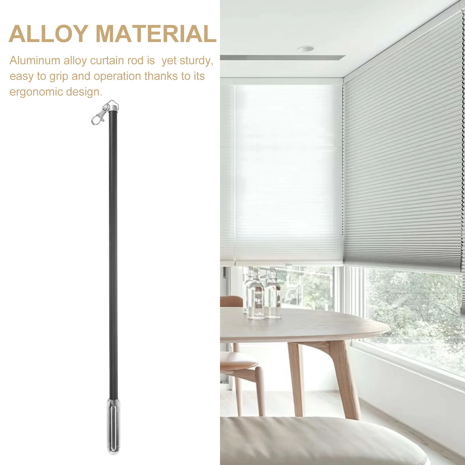 50cm Aluminum Alloy Curtain Track Roman Rod Manual Push and Pull Small Lever Hand (black) Wand 21 Inch Rods for Curtains Opener