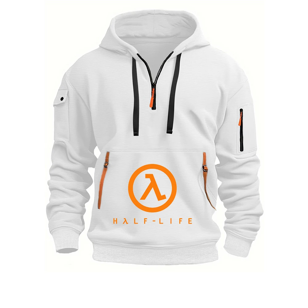 

Весна и осень Half Life Game 1998, мужская мода, пуловер с полумолнией, свободная повседневная теплая толстовка с капюшоном, толстовка для фитнеса и бега