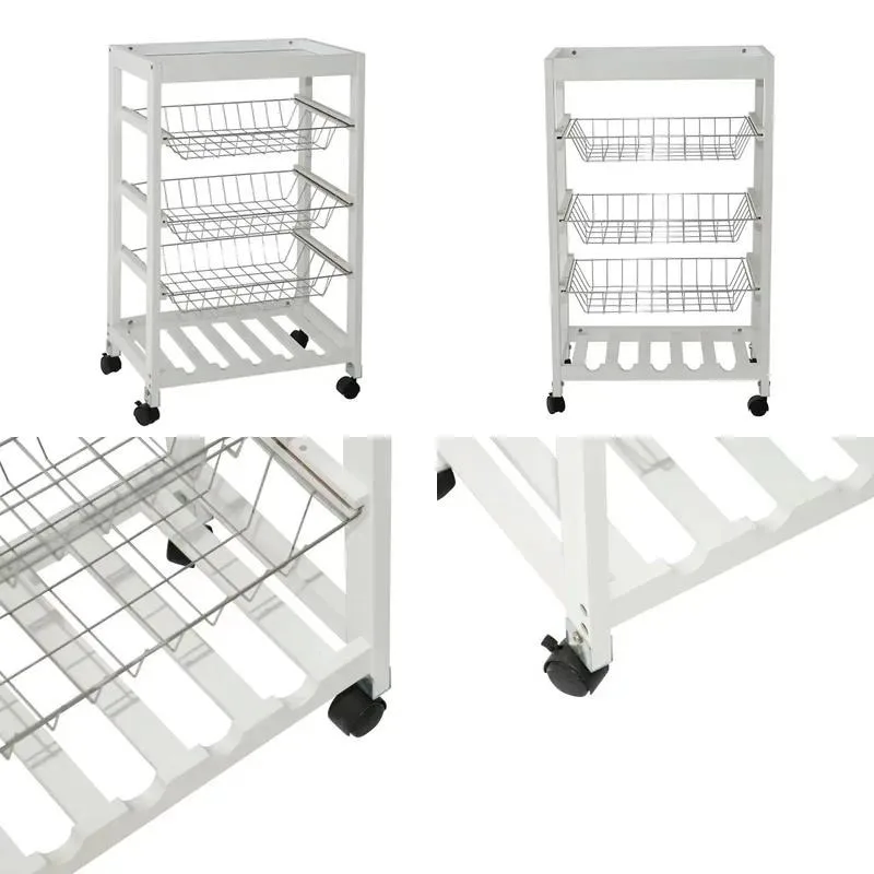 Mobile Food Service Storage Cart Rack Wheeled Kitchen Cart