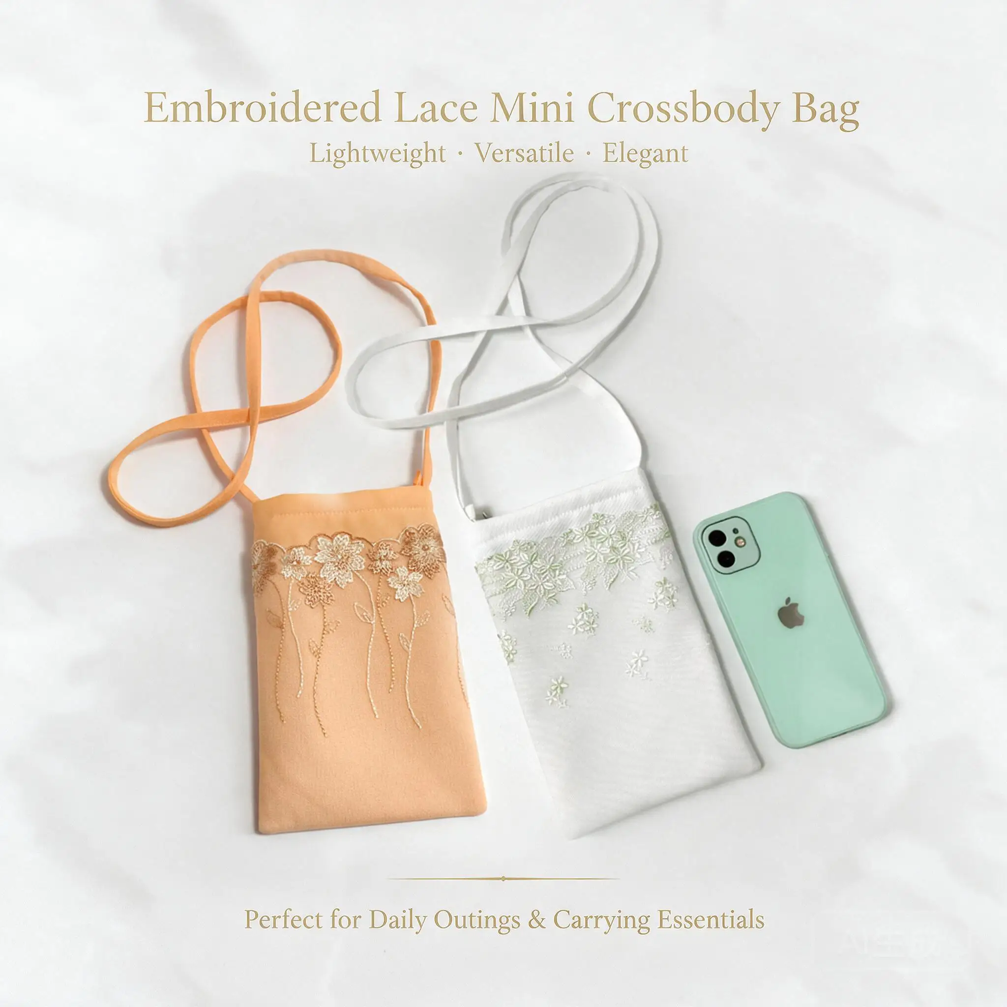 Women Floral Embroidered Vertical Crossbody Phone Bag Small Zipper Pouch Lightweight Fresh Daily Cellphone Purse In Multi Colors