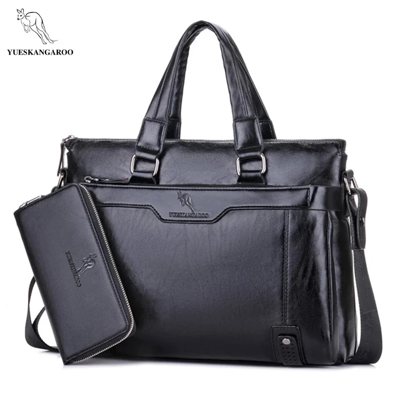 

YUES KANGAROO New Man Handbag Leather Business Messenger Bag Men Computer Shoulder delicate luxurious maleta briefcase