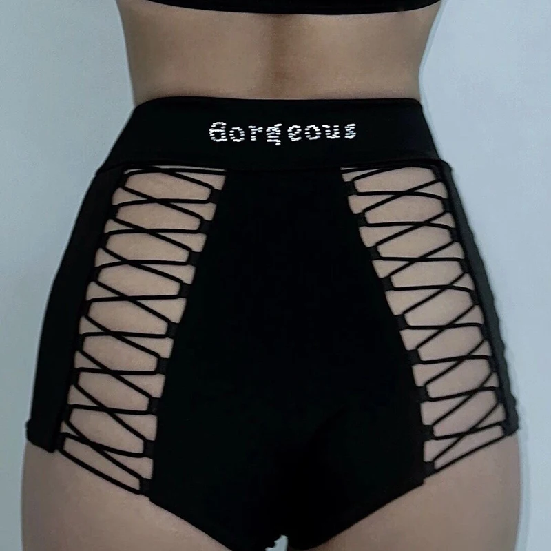 

Stunning High-Waist Dance Fitn orts with Strap Elastici And Sparkling Rhinestones for Performance And Faion Heels