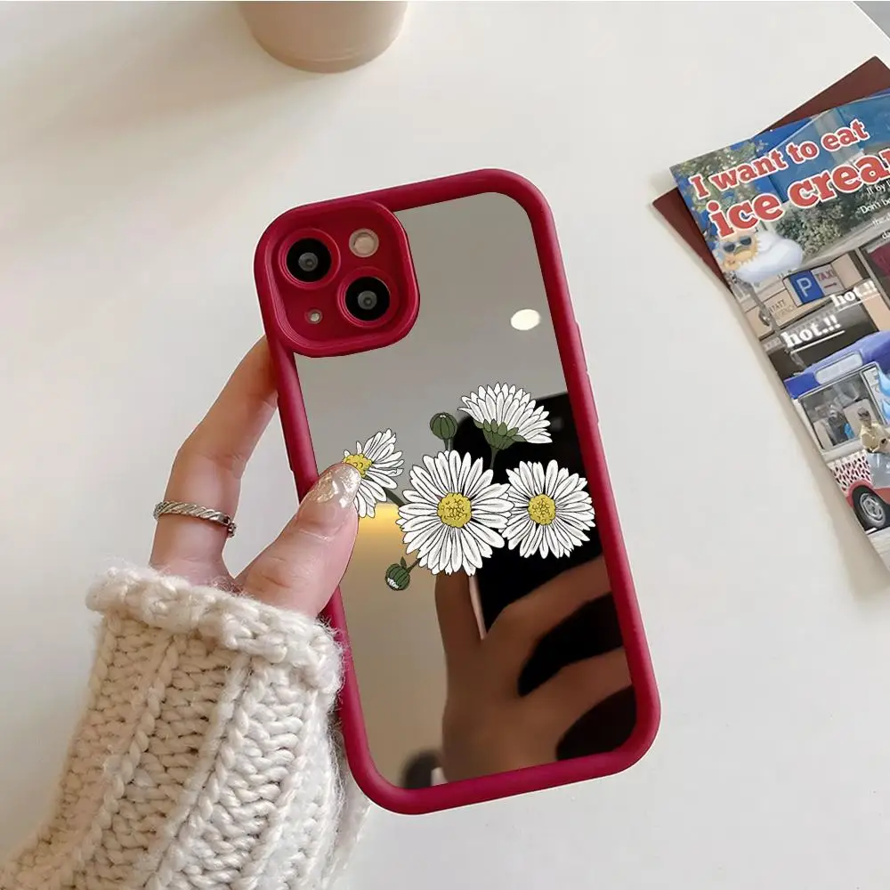 Rose Peony Cactus Flower Phone Case Sky Eye Mirror Phone Case For Iphone 16 12 MAX 13 15 Mini 11 Pro X MAX 14 Plus XS Cover