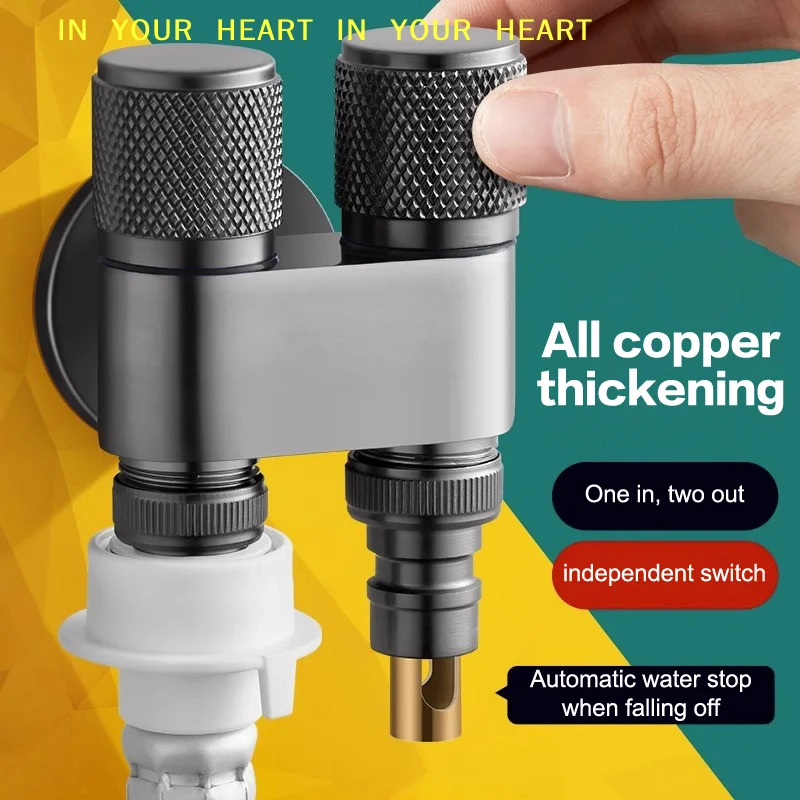 【X】One-inlet Two-outlet Water Diverter Valve Independent Control Corner Valve Stainless Steel One-point Two-water Angle Valve