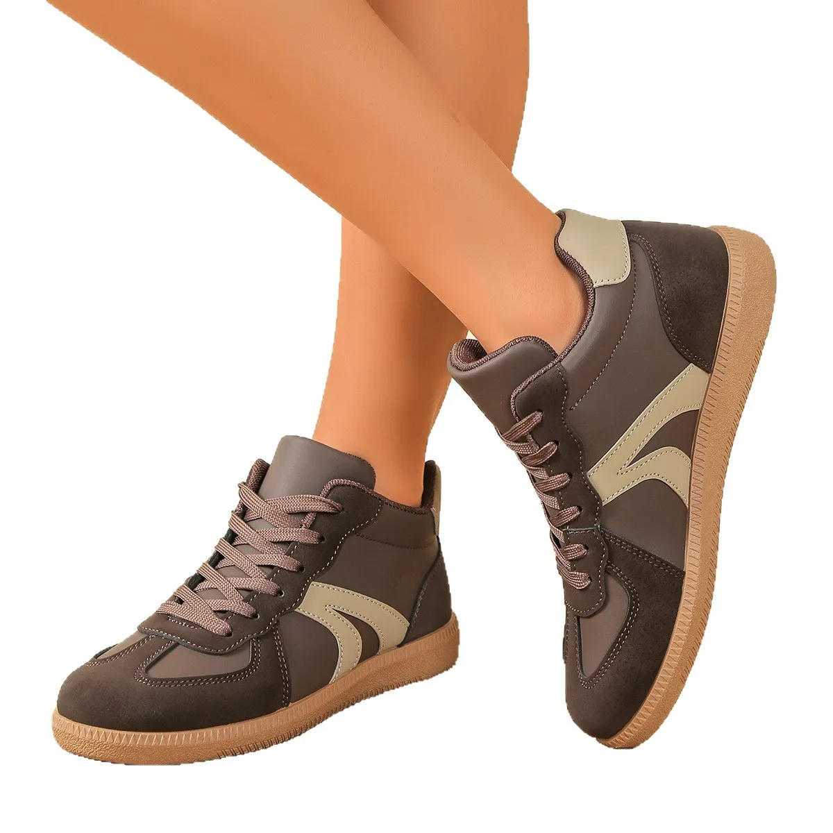 

Осень 2023, новые высокие женские кроссовки большого размера, роскошные лоферы на плоской подошве с цветными блоками, удобная универсальная повседневная обувь в стиле ретро