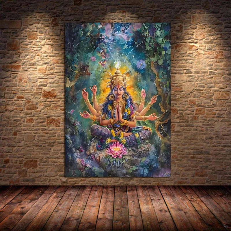Indian Hindu Gods Lord Shiva Yoga Divine Goddess Saraswati Meditation Rt Poster Canvas Painting Wall Prints Picture Home Deco