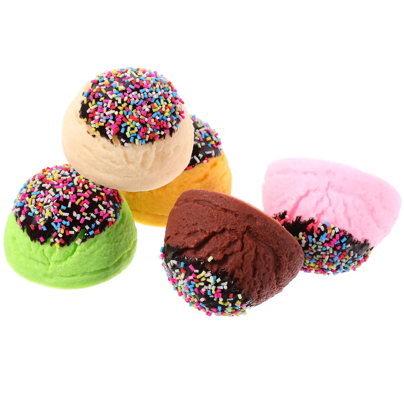 5Pcs Simulation Ice Cream Balls Artificial Scoops Decorative Party Favors Photo Props Plastic Realistic Dessert Display