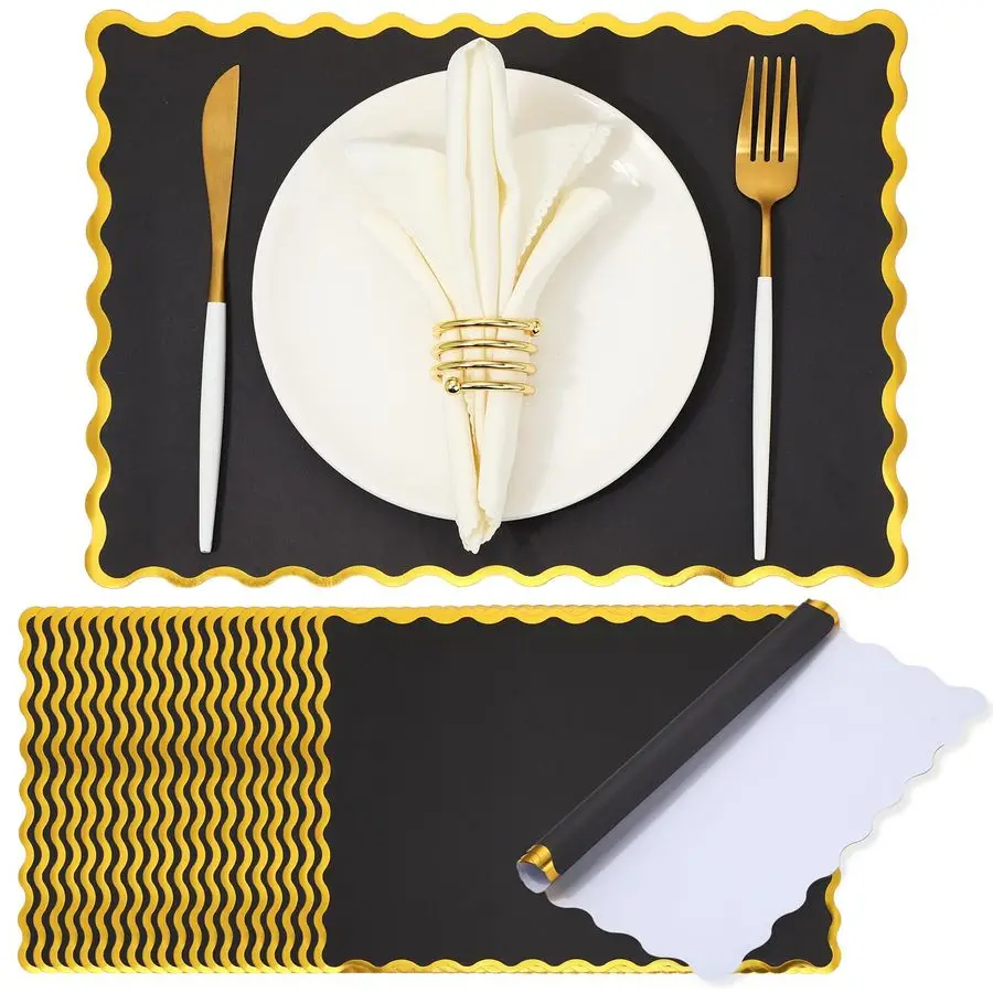 

Одноразовые бумажные салфетки для стола оптом, 10x14 дюймов, прямоугольные, с фигурным краем, для свадьбы, дня рождения, Пасхи